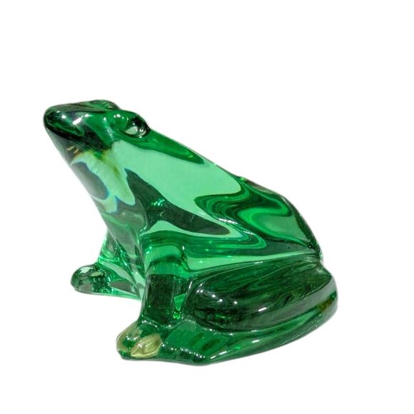 BACCARAT FROG Solid Green Paperweight Glass Crystal Figure - Picture 2 of 7